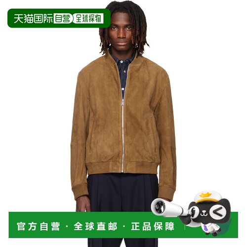 1h可退 香港直邮BOSS 波士 男士 棕色 Regular-Fit 绒面革夹克 50