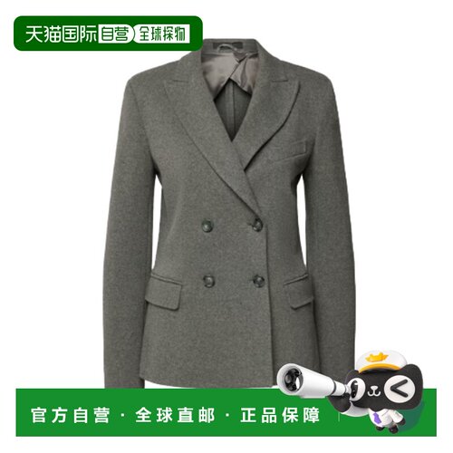 自营欧洲直邮MAX MARA 经典 女士灰色涤纶混纺针织提花戗驳领西服