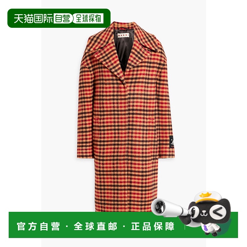 香港直邮Marni 玛尼 女士 波浪格纹羊毛大衣 CPMA0213A0UTW996