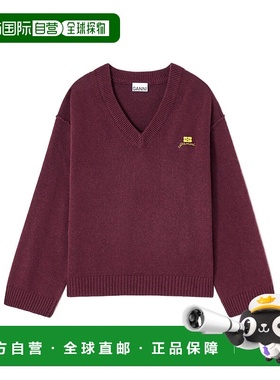1h可退 香港直邮Ganni 羊毛混纺V领套头毛衣 K2590