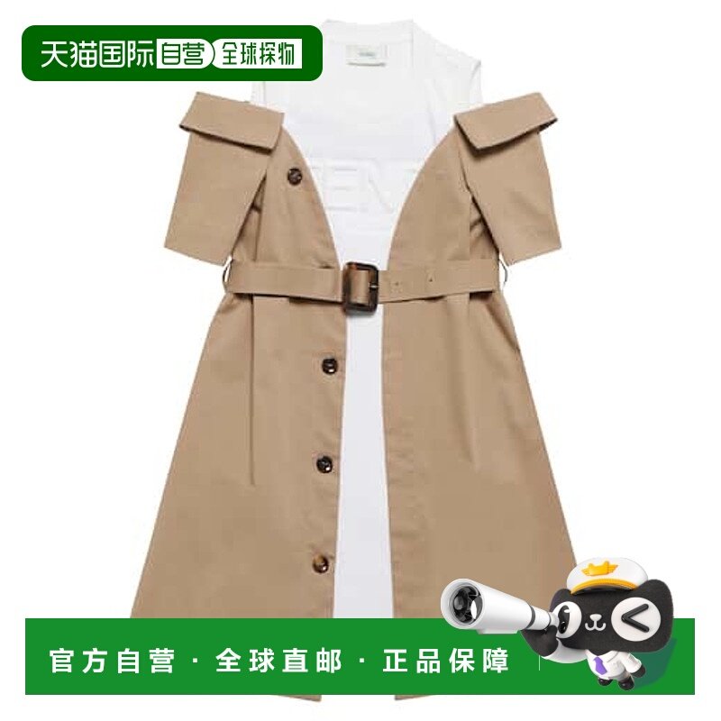 1h可退 香港直邮Fendi 芬迪 女童 混合式棉混纺外套式连衣裙童装