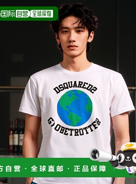 DSQUARED2 男士T恤 S74GD1030S23009100圆领宽松短袖印花简约同款