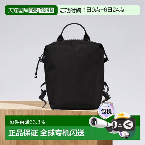 欧洲直邮Longchamp珑骧女士黑色帆布大容量双肩背包双肩包书包
