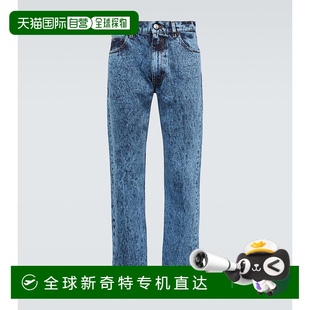000268 香港直邮Marni 玛尼 男士 皮革边直筒牛仔裤