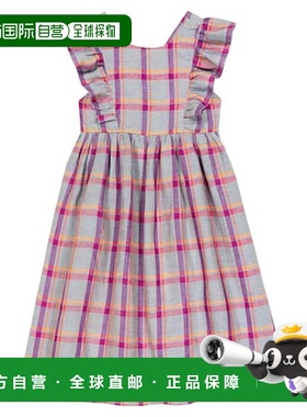 1h可退 香港直邮Bonpoint 女童 Carole 格纹亚麻连衣裙童装