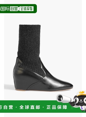 香港直邮Gabriela Hearst 女士 Abner 皮质罗纹针织坡跟短靴 3238