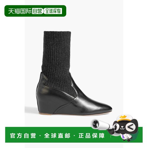 香港直邮Gabriela Hearst 女士 Abner 皮质罗纹针织坡跟短靴 3238