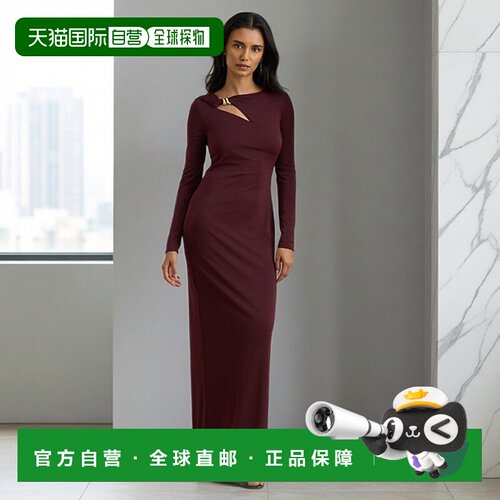 自营欧洲直邮Ralph Lauren拉夫劳伦 女士深石榴红针织挖肩连衣裙