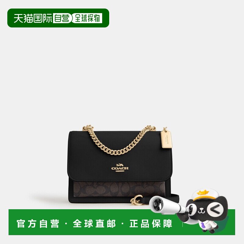 自营欧洲直邮Coach蔻驰 女士黑色独家帆布拉链圆顶单肩包斜挎包
