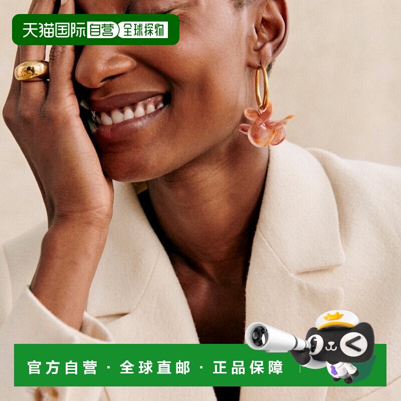 自营欧洲直邮Sezane 女士腮红色树脂/黄铜耳坠新款耳饰