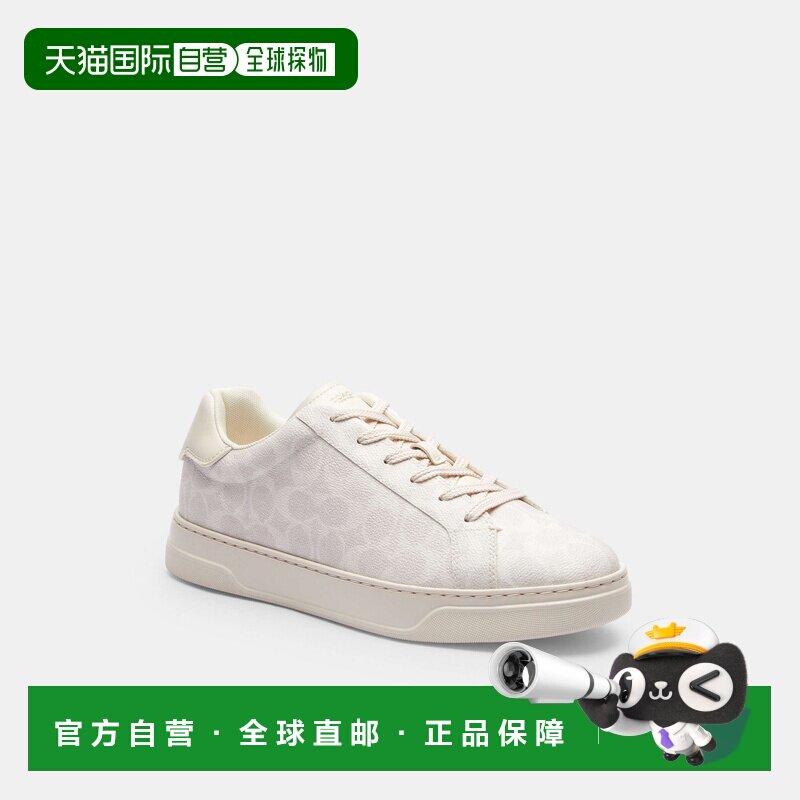 自营欧洲直邮Coach蔻驰 男士白色帆布高帮运动鞋男鞋