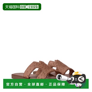 自营欧洲直邮LV路易威登 男士灰褐色皮革LOGO交织图案穆勒鞋拖鞋