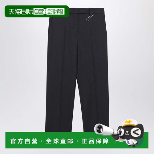 1h可退 香港直邮Prada 普拉达 女士 煤炭黑灰色羊毛裤子 P267JOOO