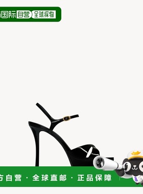 自营欧洲直邮YSL圣罗兰 DEBBIE系列女士黑色小牛皮方头厚底凉鞋