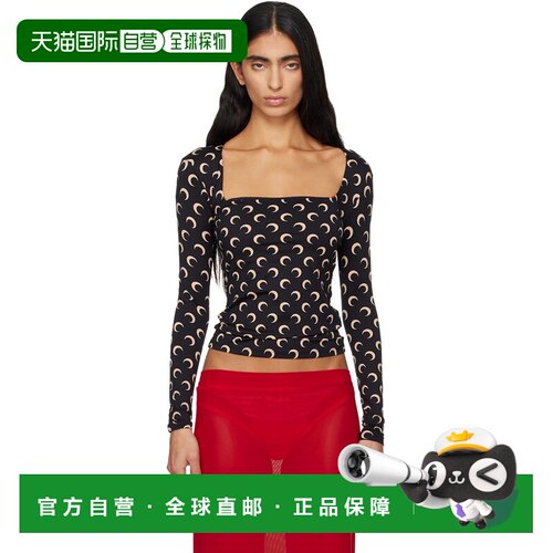1h可退 香港直邮Marine Serre 女士 黑色 Moon Printed Square Ne