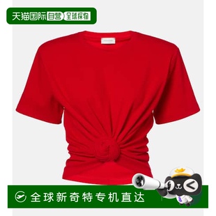 打结短款 1h可退 女士 香港直邮magda 棉混纺针织T恤 butrym