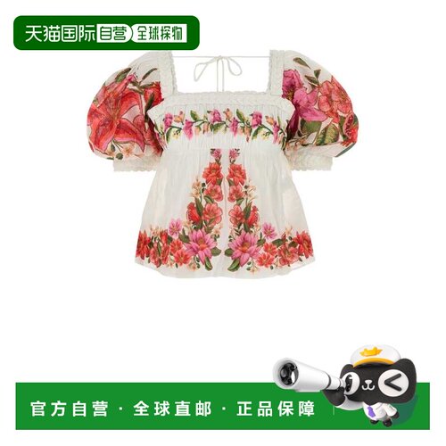 1h可退 香港直邮FARM RIO 女士 印花亚麻混纺衫 33645025103上衣