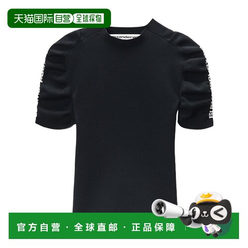香港直邮Alexander Wang 女士 褶皱袖短袖圆领T恤【付后1h可退】