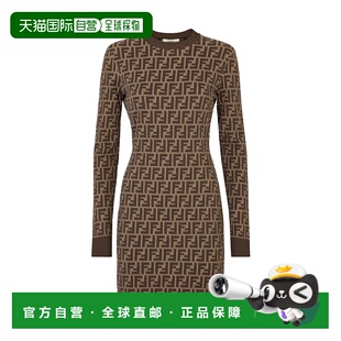 长款 修身 包臀裙 欧洲直邮FENDI芬迪年连衣裙针织长袖 自营1h可退