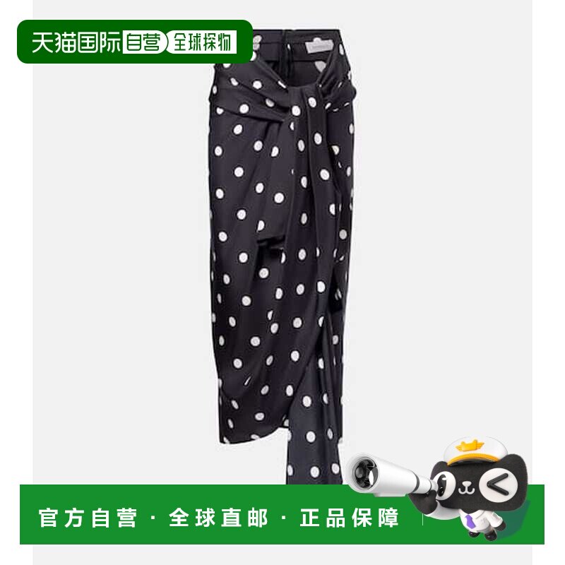 香港直邮Sportmax 斯宝麦斯 女士 波尔卡圆点真丝缎面裹裙半身裙