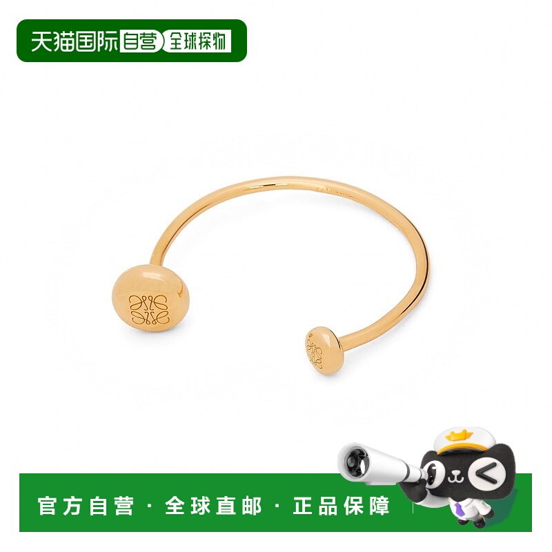 欧洲直邮LOEWE/罗意威 24新款Anagram Pebble女士金色镌刻银手镯