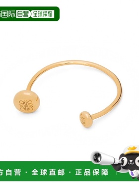 欧洲直邮LOEWE/罗意威 24新款Anagram Pebble女士金色镌刻银手镯