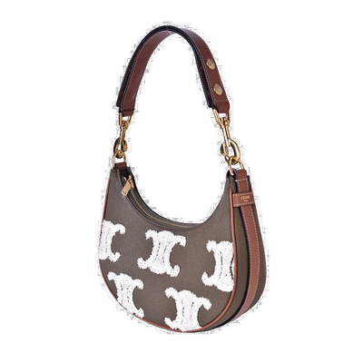 香港直邮Celine AVA TRIOMPHE刺绣单肩包 196922EFT.手提包月牙包