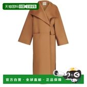 自营欧洲直邮Toteme Signature女士驼色羊毛双前袋长款 大衣