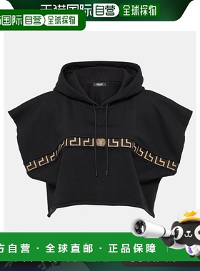 香港直邮Versace 范思哲 女士 Greca 边针织短款连帽衫 001180