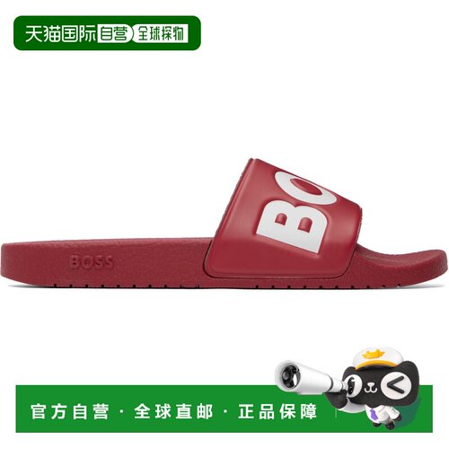 香港直邮BOSS 波士 男士 红色 Large Logo-Detail 拖鞋 505368356