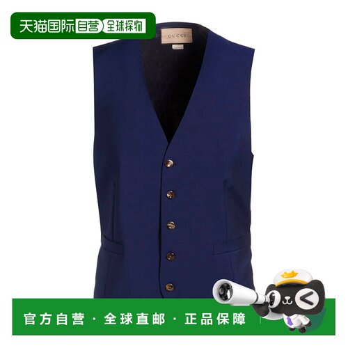 1h可退 香港直邮Gucci 古驰 男士 Suit 背心 blue蓝色 舒适时尚