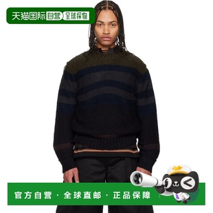 1h可退 香港直邮Sacai 男士 海军蓝 Horizontal Stripe Knit Pull