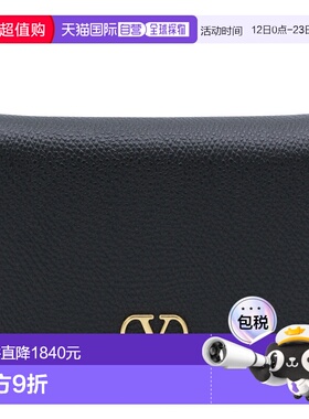 1h可退 香港直邮valentino 华伦天奴 女士 黑色皮革钱包 8W2P0AJ3