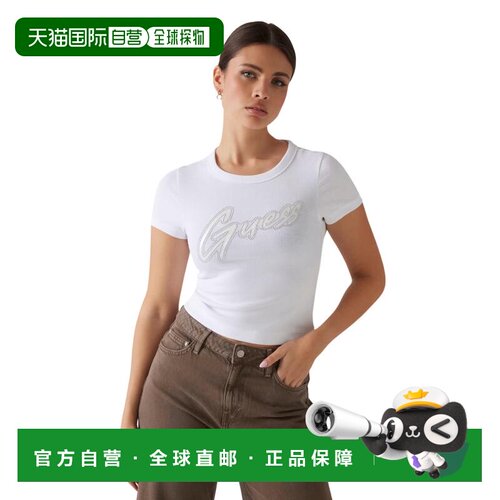 1h可退 香港直邮GUESS 女士T恤 W5RI68KA0H1G011 AW2026 白色 SS