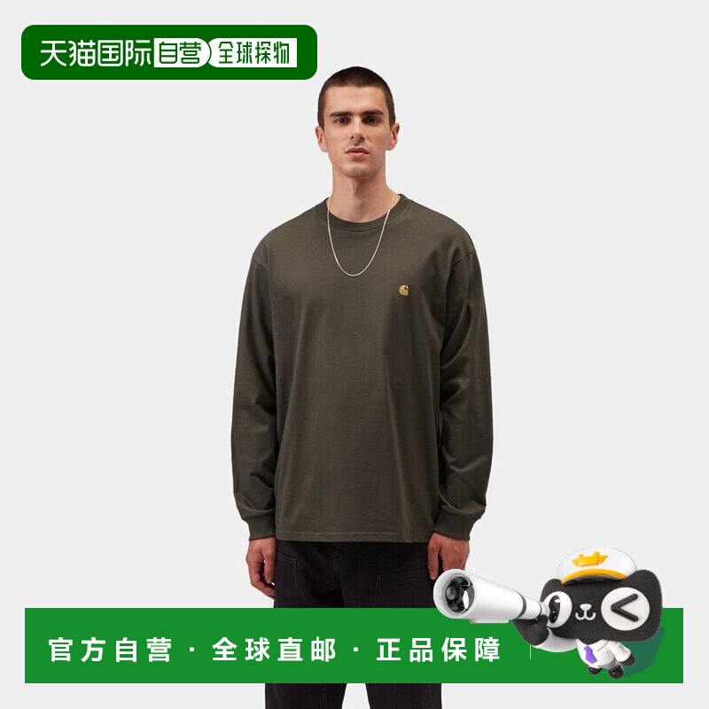 自营欧洲直邮Carhartt WIP Chase男士军绿色/金色棉质长袖T恤图片