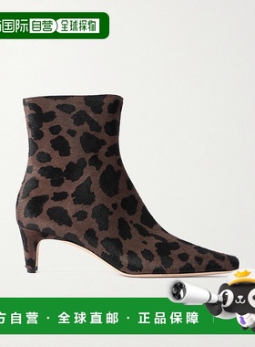 1h可退 香港直邮Staud 女士 Wally 豹纹小牛毛短靴 F26R1026PHLEO