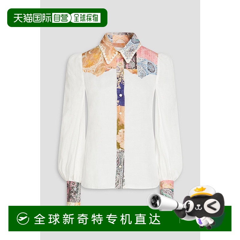 1h可退 香港直邮ZIMMERMANN 女士 印花刺绣苎麻衫 3952TSS221SPLI