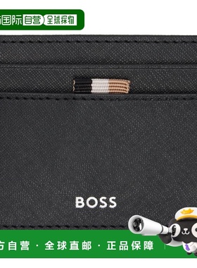 1h可退 香港直邮BOSS 波士 男士 黑色 Foil-Embossed Logo 卡包 5