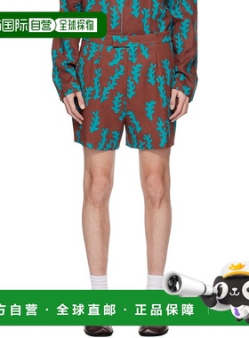 1h可退 香港直邮zegna 杰尼亚 男士 橙色 & 蓝色 Stampa 短裤 987