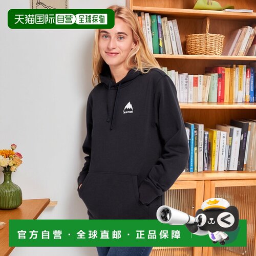 自营欧洲直邮Burton伯顿 Mountain男士黑色有机棉印花连帽卫衣