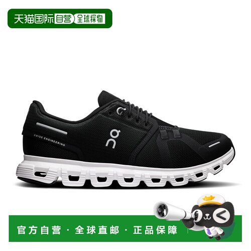 欧洲直邮自营On昂跑 Cloud 6 Wide女士黑色/白色聚酯纤维休闲鞋