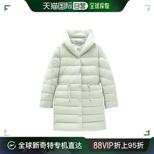 23年新款 欧洲直邮WOOLRICH Ellis系列女士鼠尾草色聚纤长羽绒夹克