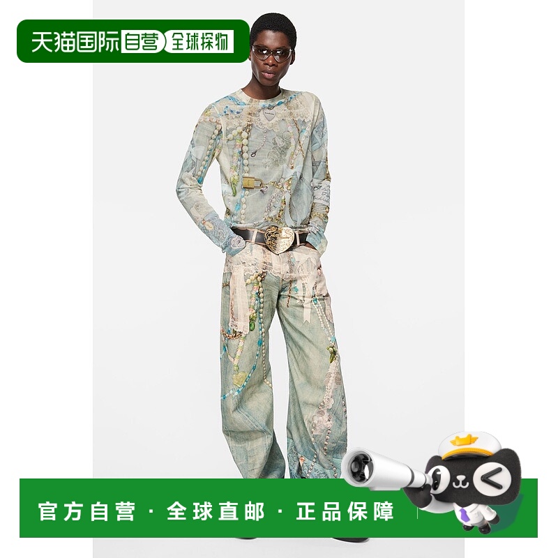 自营欧洲直邮Acne Studios FW25男士白色/绿色棉低腰牛仔裤