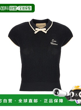 1h可退 香港直邮Valentino 华伦天奴 女士 黑色棉质无袖毛衣 7B3K