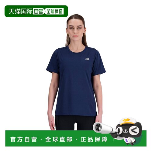 自营欧洲直邮NEW BALANCE Sport Essential女士藏青色聚酯纤维短T