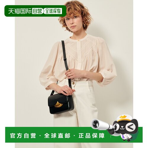 自营欧洲直邮Sessun思溯 Savi女士沙色/黑色粘胶纤维棉质泡泡袖衬