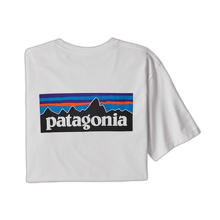 自营欧洲直邮Patagonia/巴塔哥尼亚男士白色棉/涤纶混纺印花短袖