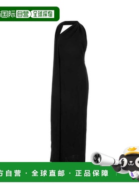 1h可退 香港直邮LOEWE 罗意威 女士 黑色缎面长款连衣裙 S359Y09X