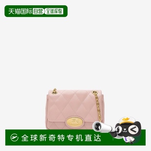 歐洲直郵Burberry博柏利 Strand系列女士玫瑰色小牛皮金屬騎士印