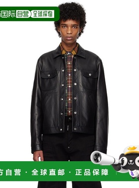 香港直邮Dsquared2 二次方 男士 黑色 Boxy Jean 皮革夹克 S74AM1